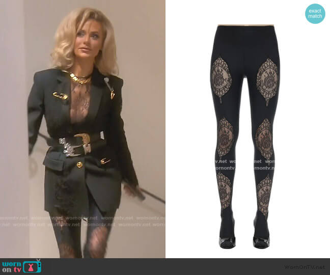 Versace Lycra & Lace Footed Leggings worn by Dorit Kemsley on The Real Housewives of Beverly Hills