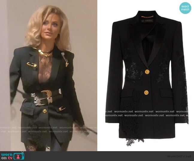 Versace Lace-Panelled Blazer worn by Dorit Kemsley on The Real Housewives of Beverly Hills
