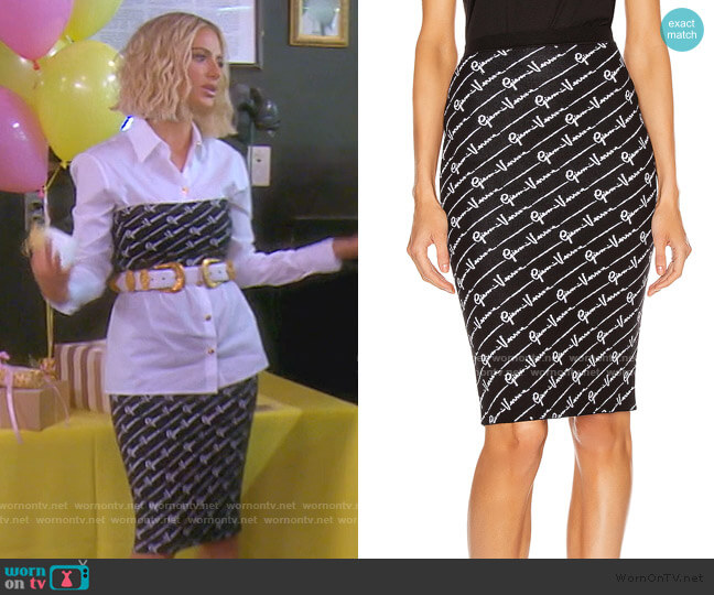 Versace Text Print Skirt worn by Dorit Kemsley on The Real Housewives of Beverly Hills