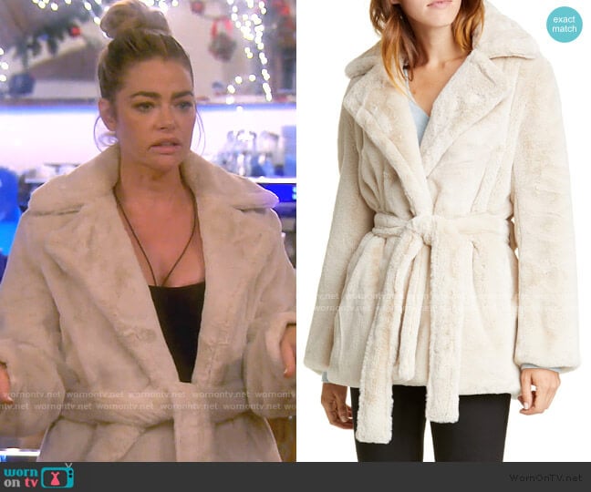 Vince Belted Faux Fur Coat worn by Denise Richards on The Real Housewives of Beverly Hills