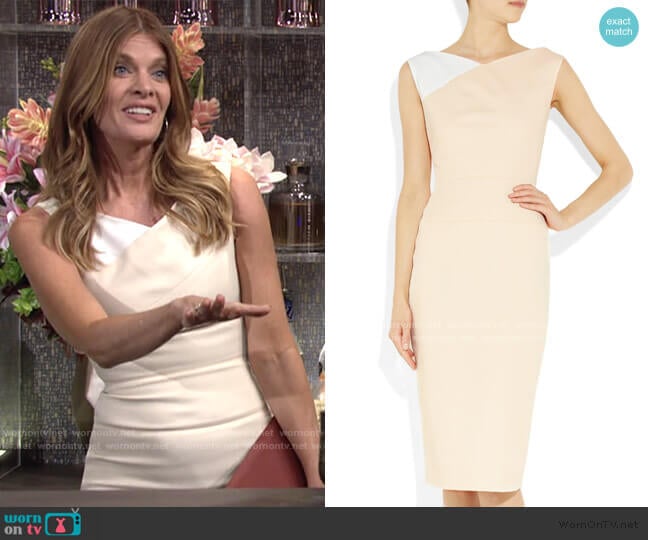 Victoria Beckham Contrast-Shoulder Stretch Cotton-Blend Dress worn by Phyllis Summers (Michelle Stafford) on The Young and the Restless