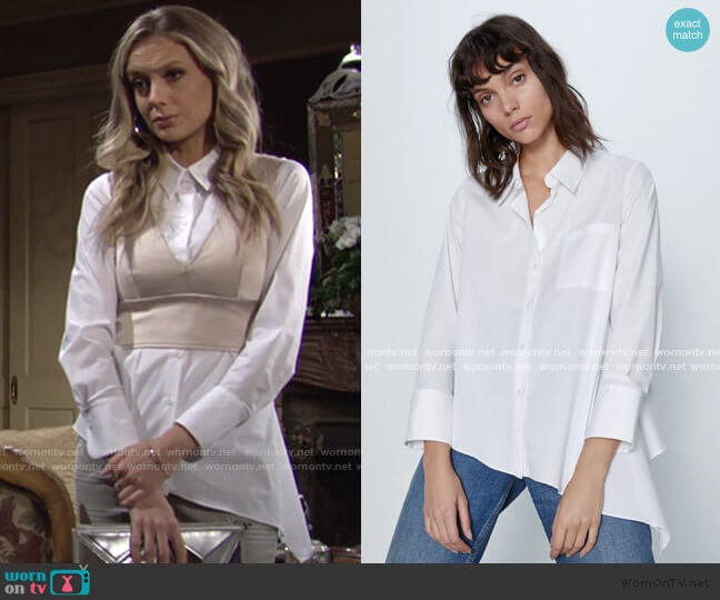 Zara Asymmetric Poplin Shirt worn by Abby Newman (Melissa Ordway) on The Young and the Restless