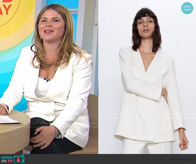 Zara Lapelless Double Breasted Blazer worn by Jenna Bush Hager on Today