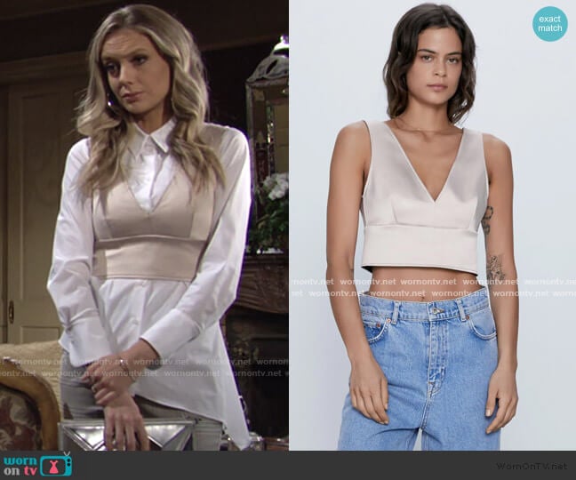 Zara Satin Crop Top worn by Abby Newman (Melissa Ordway) on The Young and the Restless