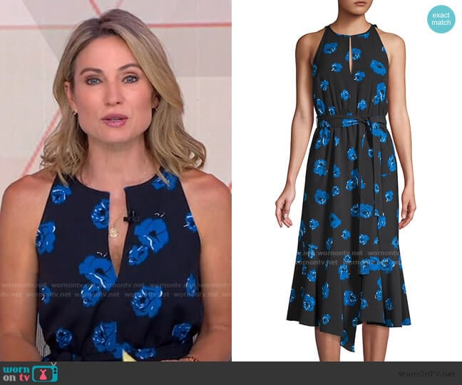 Derek Lam 10 Crosby Belted Rose-Print Midi Dress worn by Amy Robach on Good Morning America