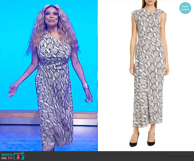A.L.C. Beale Snakeskin Print Maxi Dress worn by Wendy Williams on The Wendy Williams Show