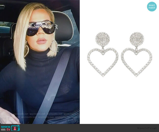 Alessandra Rich Crystal-embellished earrings worn by Khloe Kardashian on Keeping Up with the Kardashians