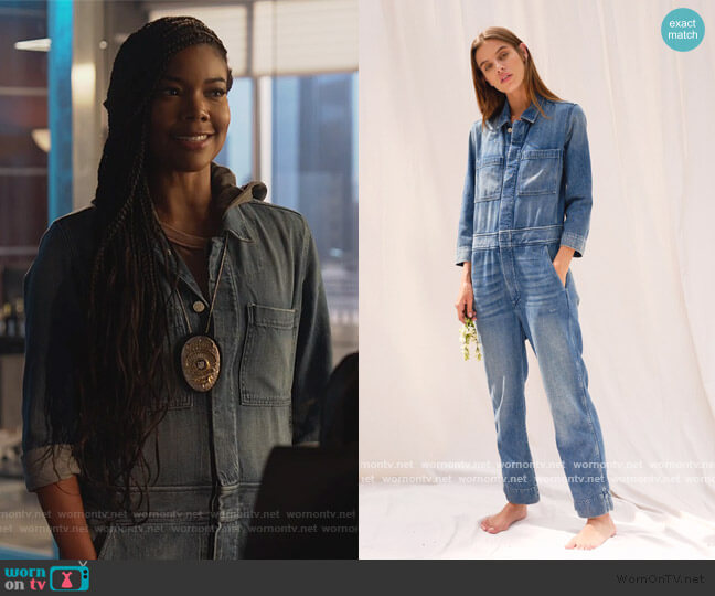 AMO Skip Jumpsuit Indigo worn by Sydney Burnett (Gabrielle Union) on LA's Finest
