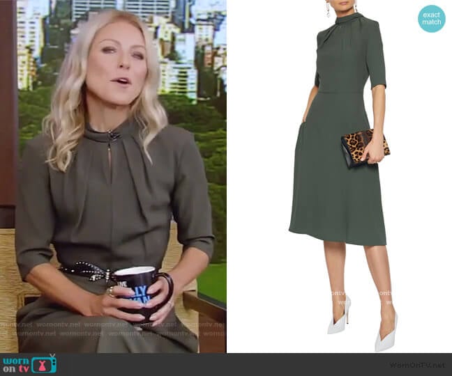 Adam Lippes Pleated Crepe Dress worn by Kelly Ripa on Live with Kelly and Mark