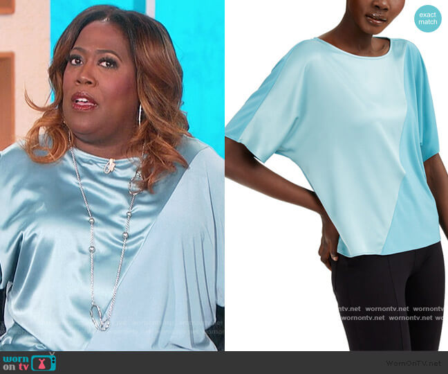 Alfani Mixed-Media Colorblocked Top worn by Sheryl Underwood on The Talk