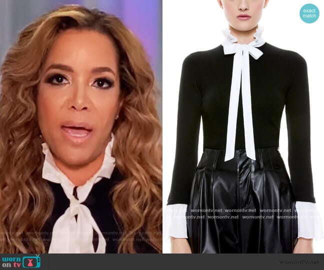 Alice + Olivia Cornelia Tie Neck Pullover worn by Sunny Hostin on The View