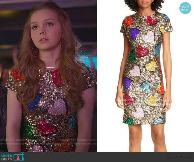 Alice + Olivia Nat Heart Sequin Minidress worn by Carrie (Savannah Lee May) on Julie and the Phantoms