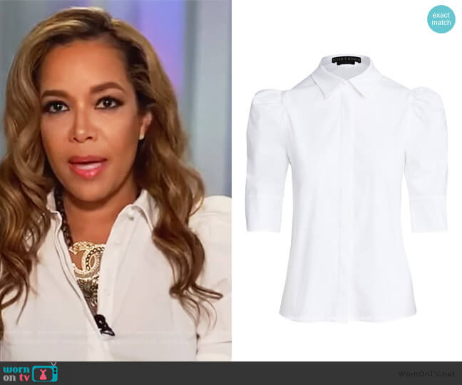 Alice + Olivia Willa Scrunched Puff Sleeve Top worn by Sunny Hostin on The View