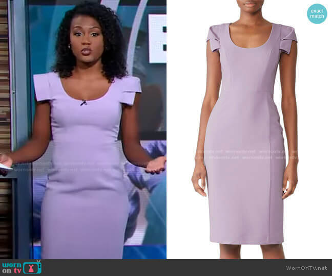 Black Halo Amelie Dress in Violet Vista worn by Janai Norman on Good Morning America