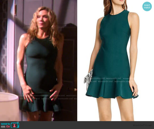 Aqua Ruffled Body-Con Dress worn by Kristen DiMera (Stacy Haiduk) on Days of our Lives
