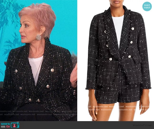 Aqua Tweed Blazer worn by Sharon Osbourne on The Talk