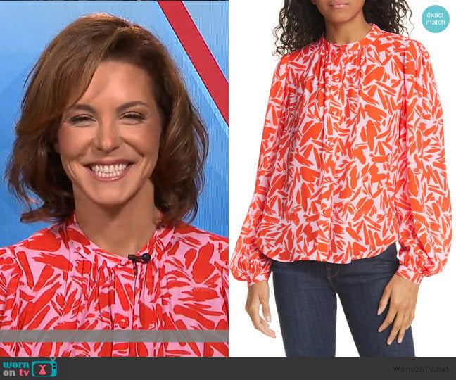 Veronica Beard Ashlynn Graphic Silk Blend Blouse