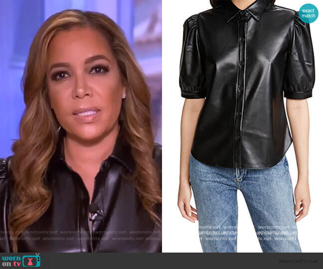 BB Dakota Vegan Leather Puff Sleeve Top worn by Sunny Hostin on The View