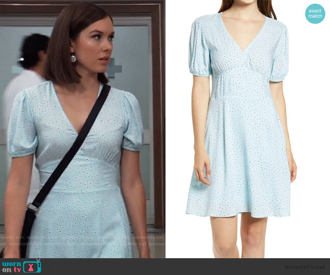 BP. Floral Deep-V Minidress worn by Willow Tait (Katelyn MacMullen) on General Hospital