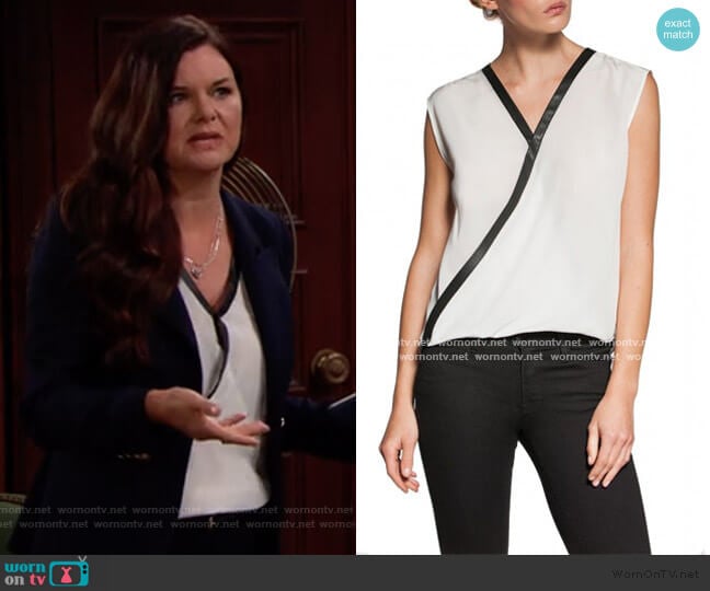 Bailey 44 Contrast Trim Top worn by Katie Logan (Heather Tom) on The Bold and the Beautiful