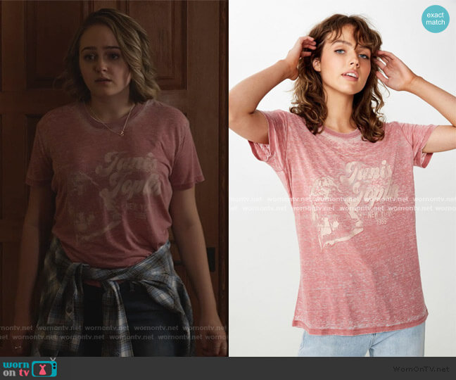 Cotton On Band Tee in Janis Joplin / Faded Rose worn by Isabel  (Sophie Reynolds) on LA's Finest