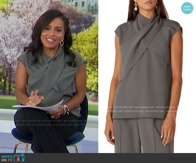 Beaufille Ensor Draped Twill Top worn by Sheinelle Jones on Today