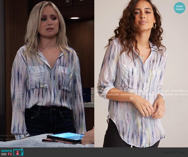 Bella Dahl Hipster Blouse worn by Lulu Spencer Falconeri (Emme Rylan) on General Hospital