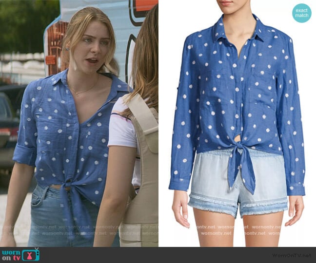 Bella Dahl Tie-Front Linen & Cotton Shirt worn by Sterling Wesley (Maddie Phillips) on Teenage Bounty Hunters