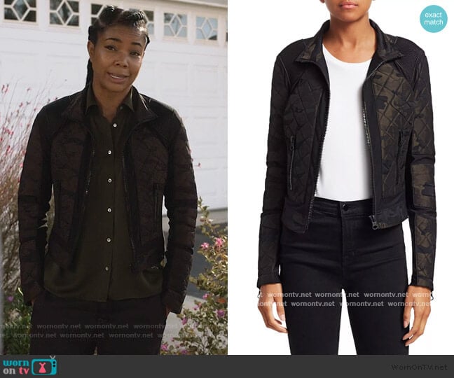 Blanc Noir Camo Mesh Moto Jacket worn by Sydney Burnett (Gabrielle Union) on LA's Finest