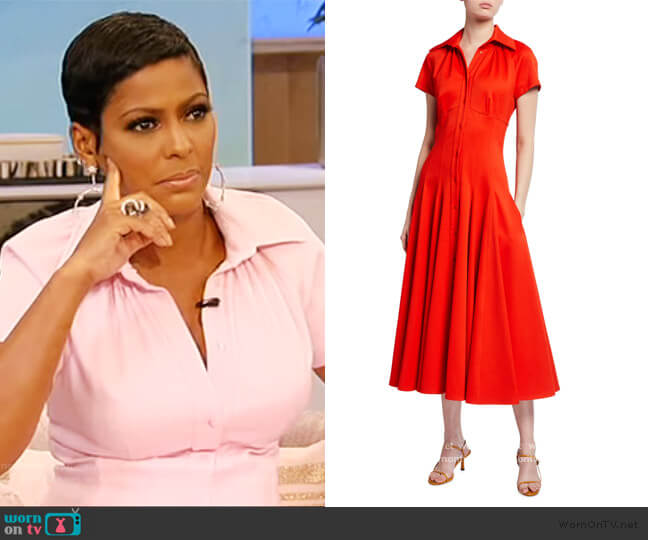 Brandon Maxwell Stretch Pique Tea-Length Dress worn by Tamron Hall on Tamron Hall Show