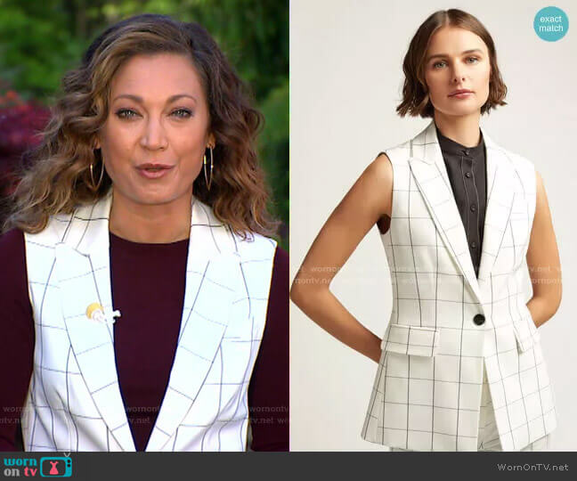 Argent Classic Grid Plaid Vest worn by Ginger Zee on Good Morning America