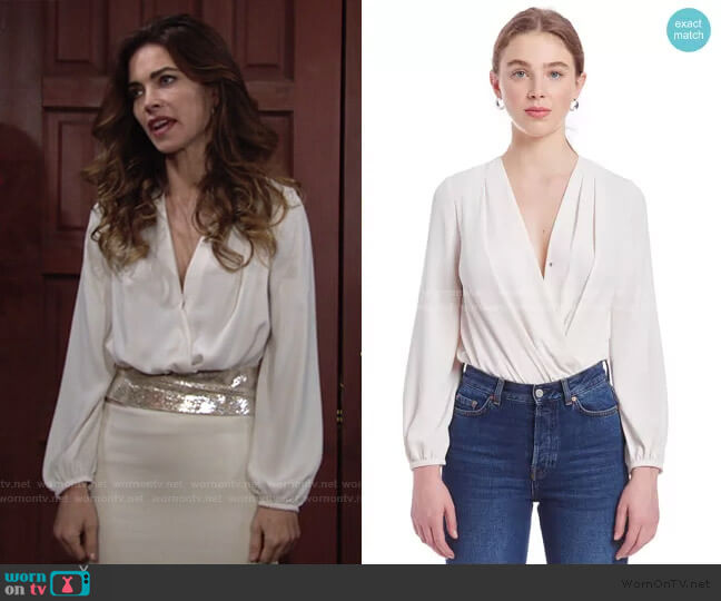 Amanda Uprichard Crossover Bodysuit worn by Victoria Newman (Amelia Heinle) on The Young and the Restless