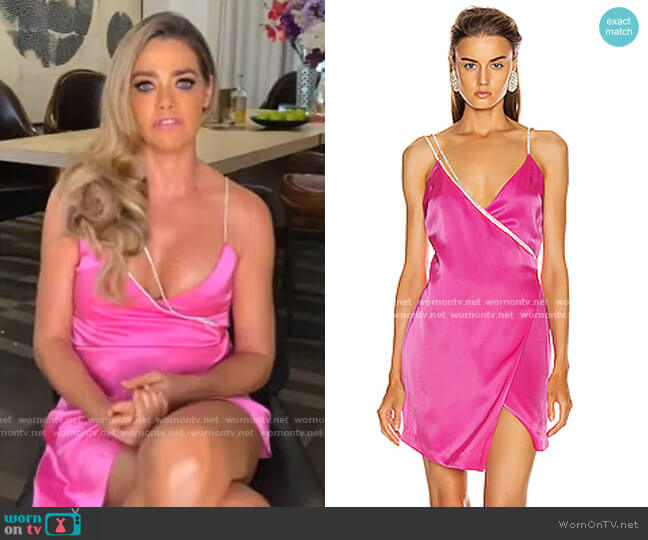 David Koma Crystal Chain Strap Wrap Mini Dress worn by Denise Richards on The Real Housewives of Beverly Hills
