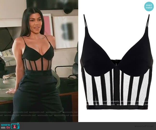David Koma Sheer corset bustier worn by Kourtney Kardashian on Keeping Up with the Kardashians