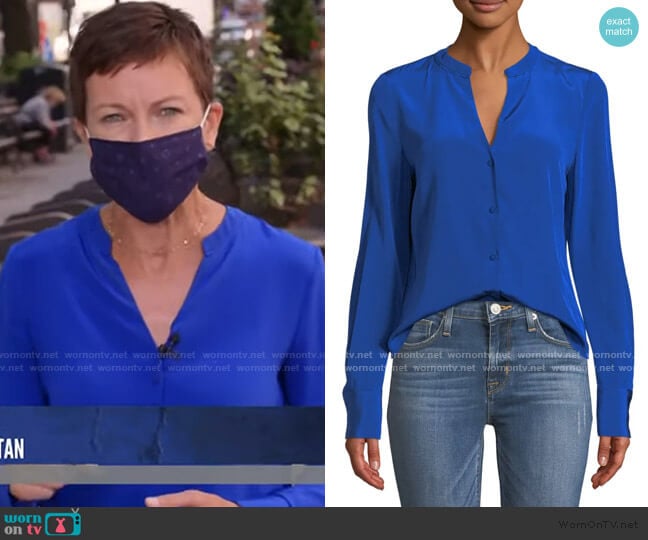 Diane von Furstenberg Long Sleeve V-Neck Shirt
