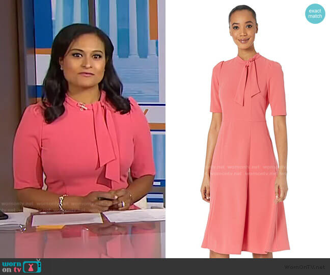 Donna Morgan Tie Neck Fit and Flare Dress worn by Kristen Welker on Today