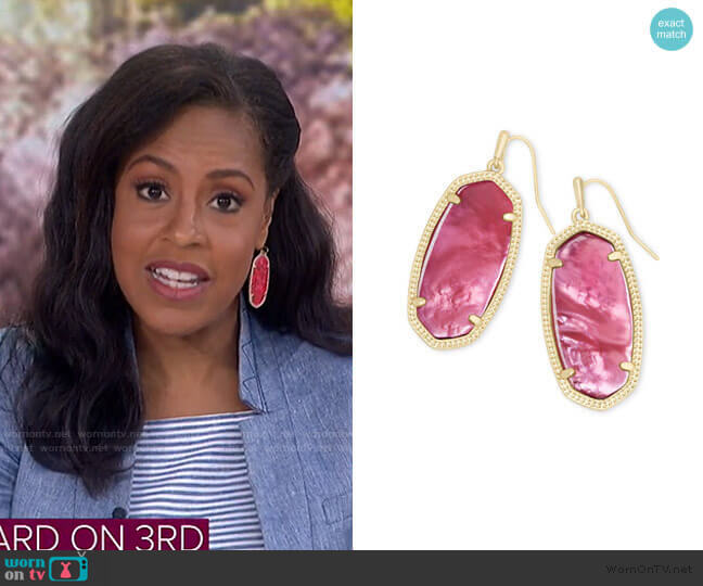 Kendra Scott Elle Drop Earrings in Berry Illusion worn by Sheinelle Jones on Today
