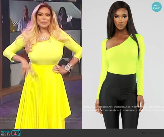 Fashion Nova In The End Bodysuit - Neon Yellow worn by Wendy Williams on The Wendy Williams Show