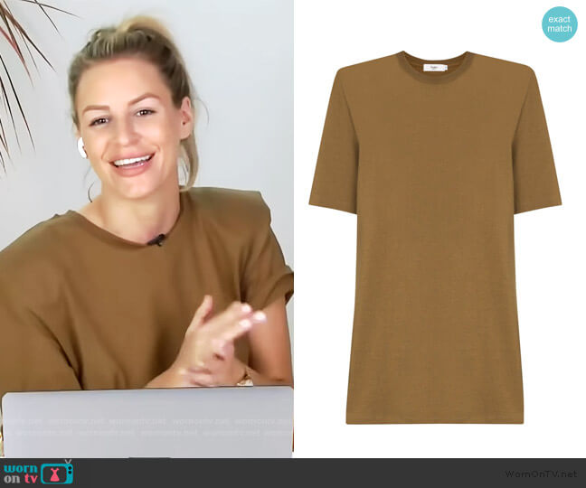 Frankie Shop Sean padded shoulder T-shirt dress worn by Morgan Stewart on E! News