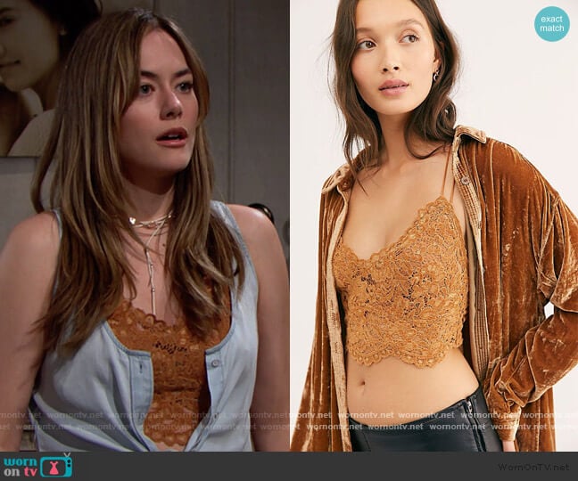 Free People Celine Bralette worn by Hope Logan (Annika Noelle) on The Bold and the Beautiful