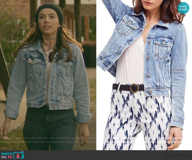 Free People Rumors Denim Jacket worn by Blair Wesley (Anjelica Bette Fellini) on Teenage Bounty Hunters