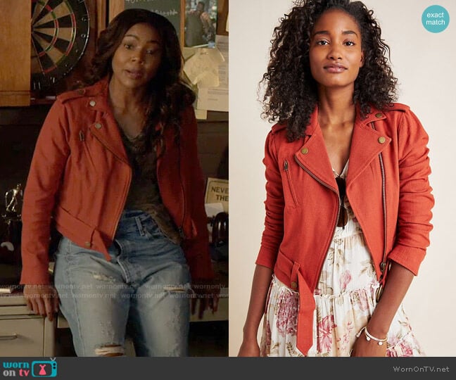 Frye x Anthropologie Vita Moto Jacket worn by Sydney Burnett (Gabrielle Union) on LA's Finest