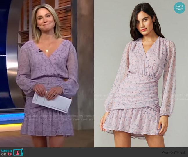 Greylin Tamara Crinkled Georette Dress worn by Amy Robach on Good Morning America