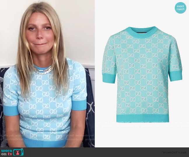 Gucci Monogrammed wool and cotton-blend knitted top