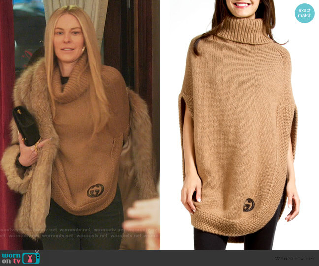Gucci Camel Poncho worn by Leah McSweeney on The Real Housewives of New York City