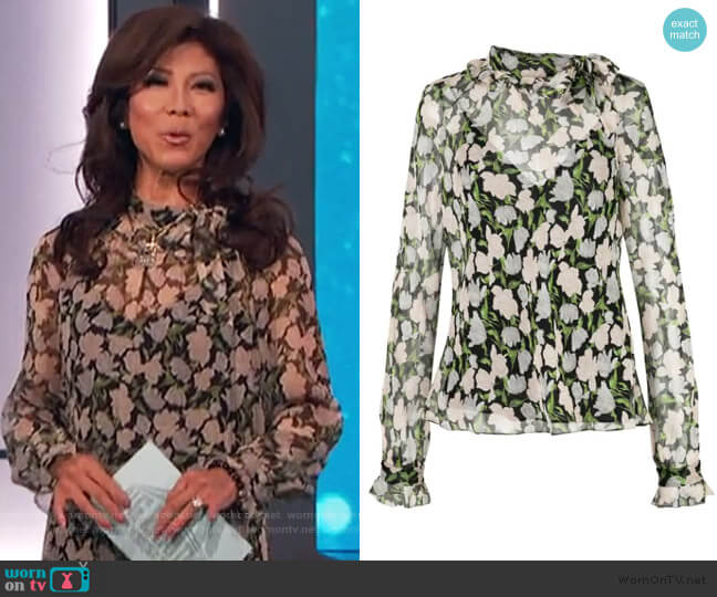 Jason Wu Sheer Floral Blouse worn by Julie Chen on Big Brother