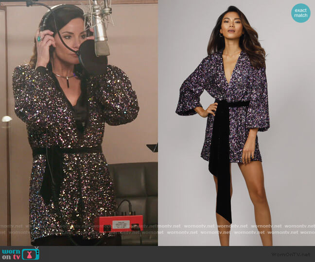 Polly Sequin Wrap Mini Dress Jay Godfrey worn by Luann de Lesseps on The Real Housewives of New York City