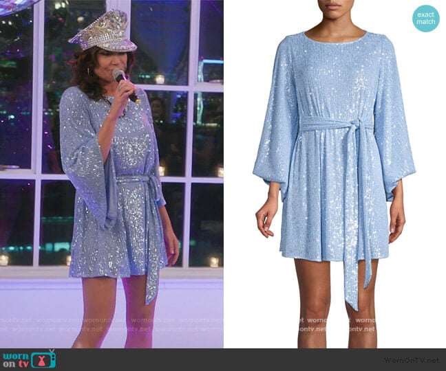 Jay Godfrey Maggie Sequined Belted Dress worn by Luann de Lesseps on The Real Housewives of New York City