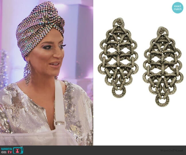 Jennifer Miller Sparkle Link Earrings worn by Dorinda Medley on The Real Housewives of New York City
