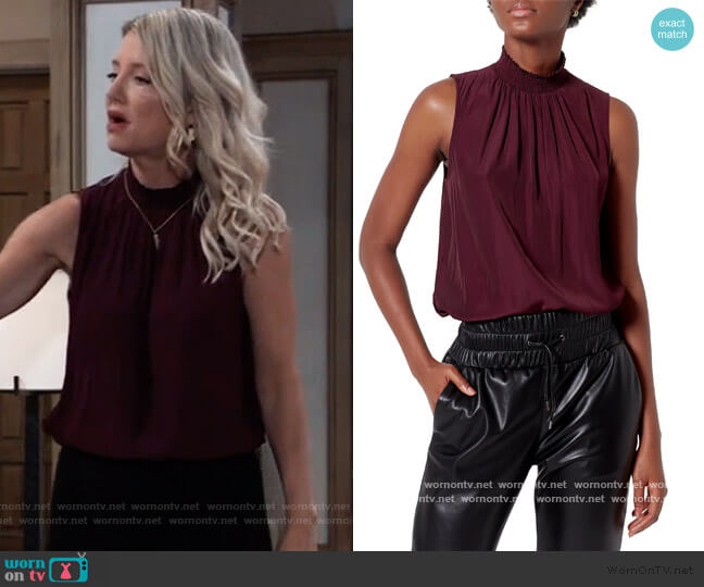 Joie Eadlin Smocked Neck Top worn by Nina Reeves (Cynthia Watros) on General Hospital